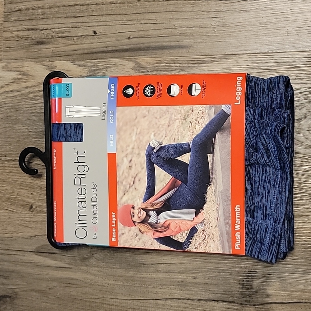ClimateRight by Cuddl Duds Blue/Black Base Layer Legging